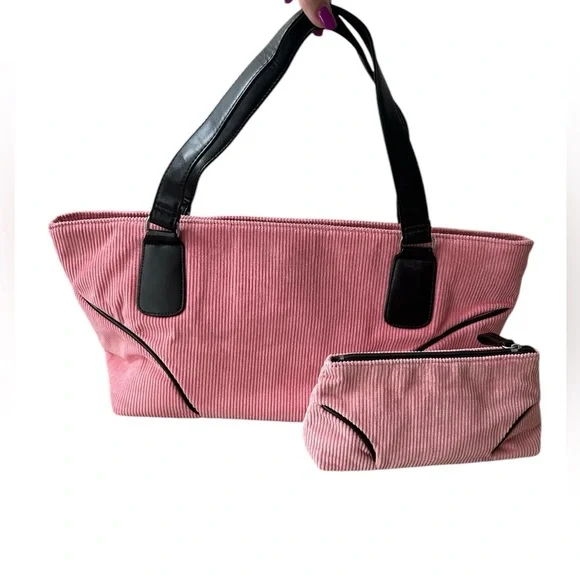 Estee Lauder Pink Corduroy NWOT Tote and Clutch Set - Picture 2 of 7